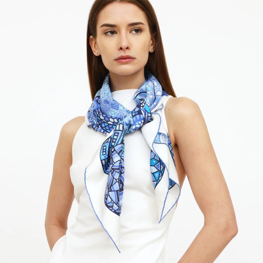 Hermes Reves D'Escargot Christine Henry Silk Scarf Carre 90